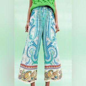 Zara paisley printed wide leg pants size XS